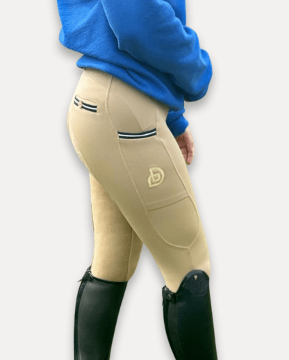 beige children's competition leggings