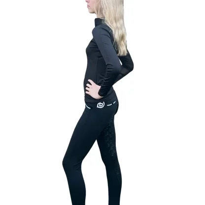 Black Horse Riding leggings by DP Equine (side) (3)