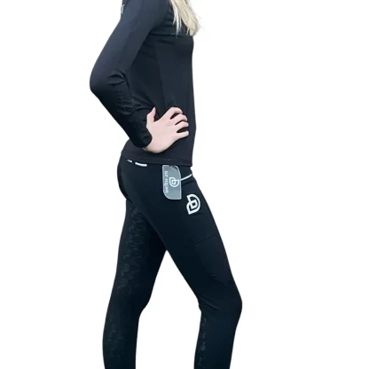 Black Horse Riding leggings by DP Equine (side) (8)